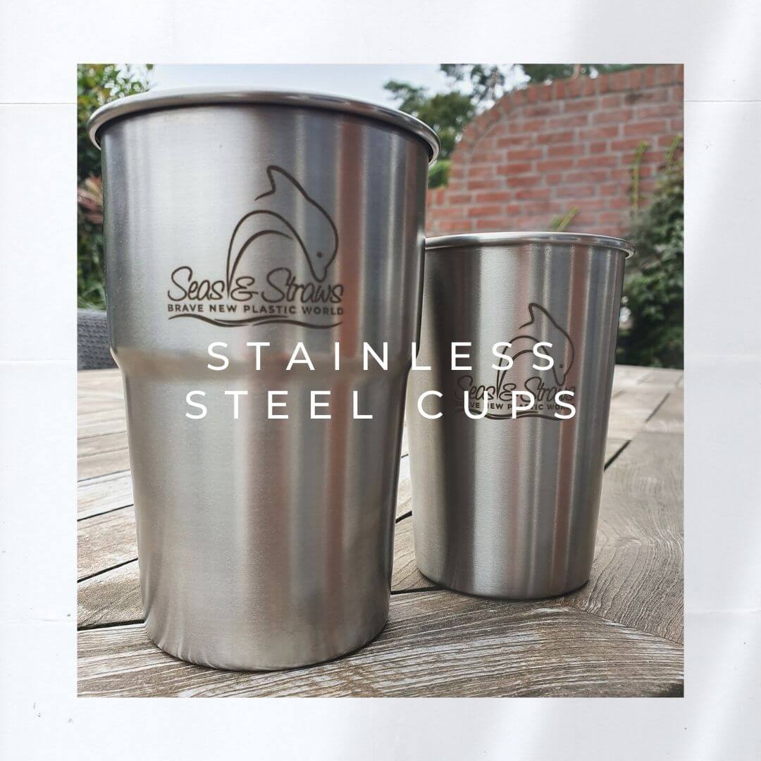 Sustainable Products - Stainless Steel Cups. Photo: Seas & Straws