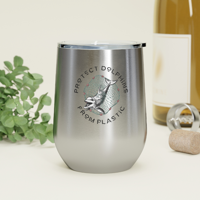 Beautiful, unique tumblers for ocean lovers."Protect Dolphins from Plastic"