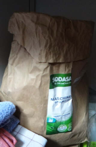 Detergent comes in large paper bags. Photo: Seas & Straws