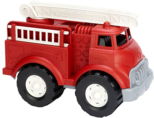 This firetruck is made with recycled and recyclable materials and printed with soy inks. Photo: amazon.com