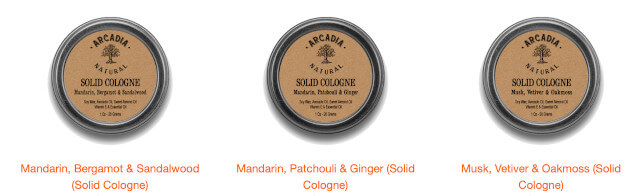 Arcadia Natural Solid Cologne Comes In A Variety Of Scents. Photo: ©arcadia-us.com
