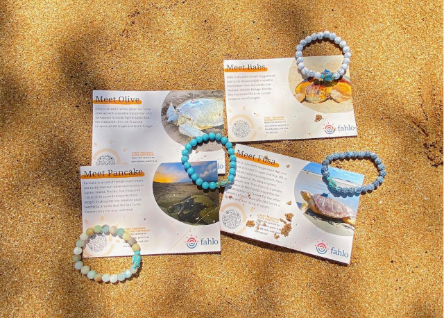 The Fahlo bracelets come in a variety of stones and colors